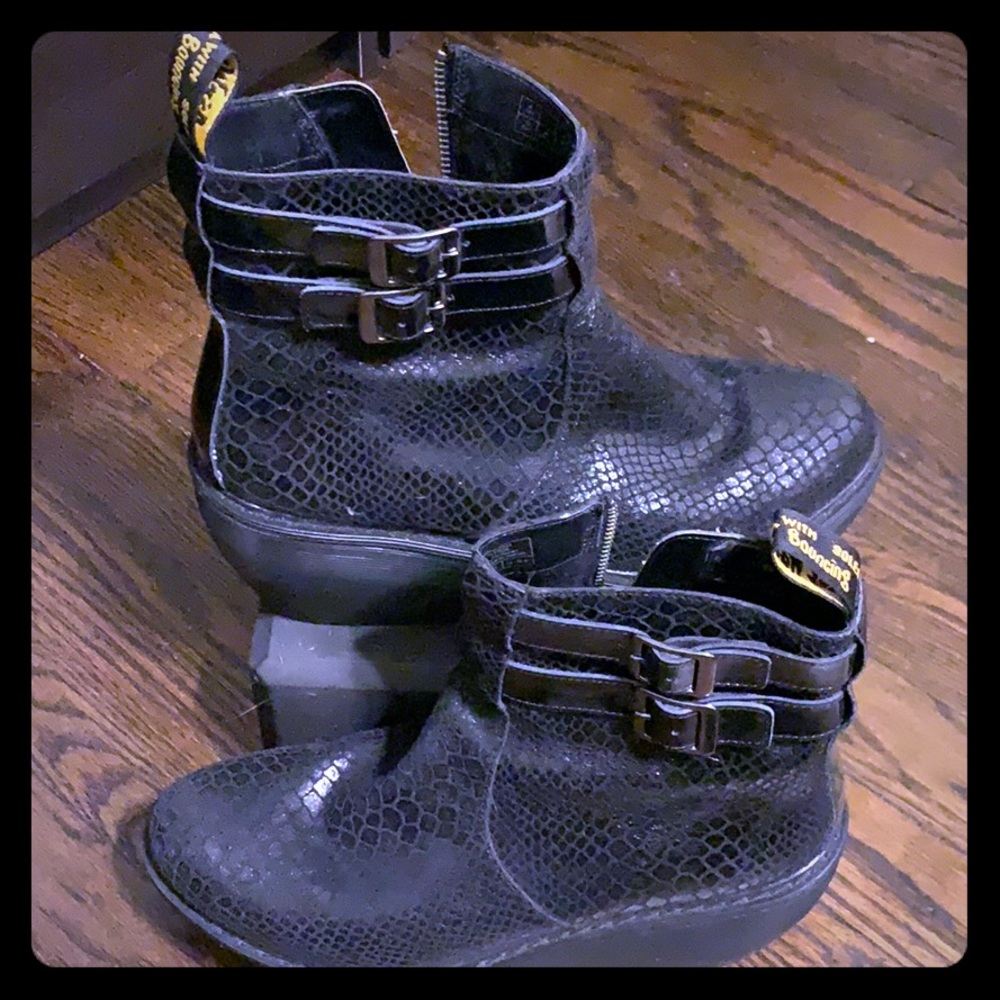 Dr. Martens Platform Snake Skin Wedge Bootie